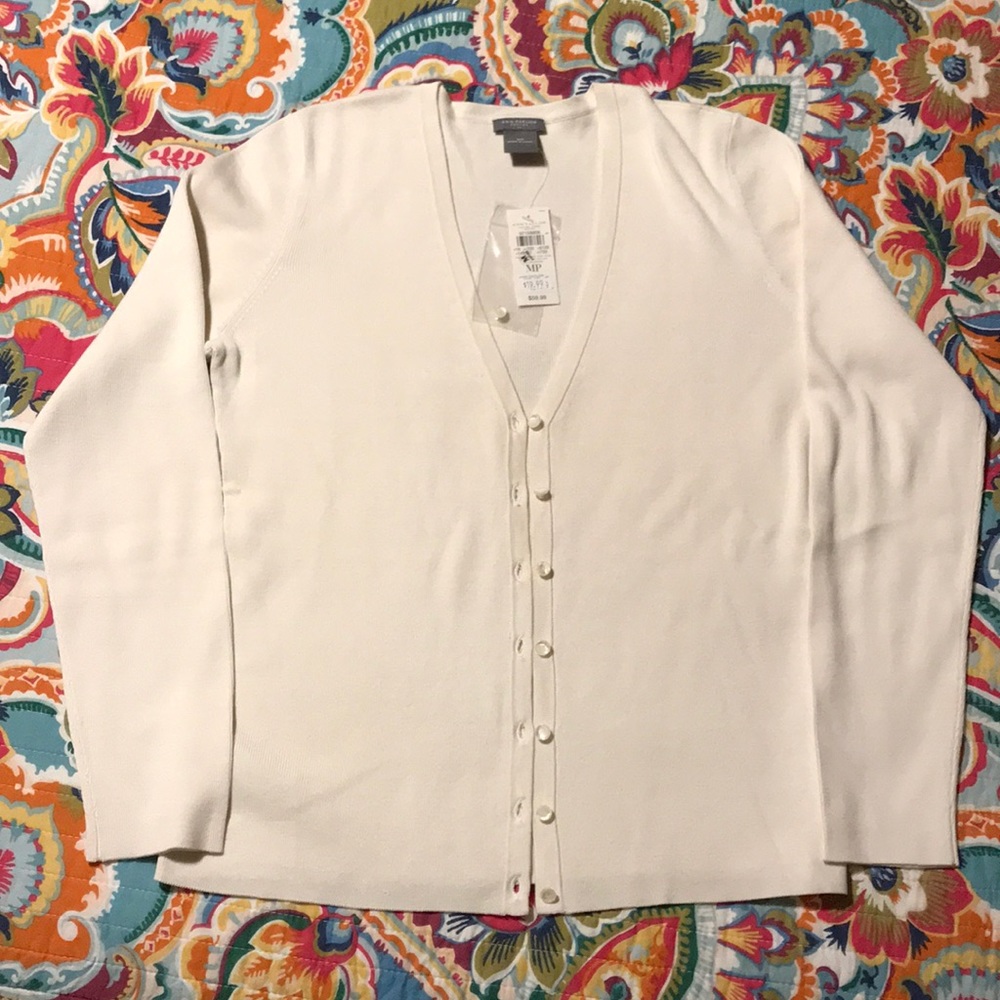 NWT Ann Taylor Fctry ivory cardigan sz med petite
